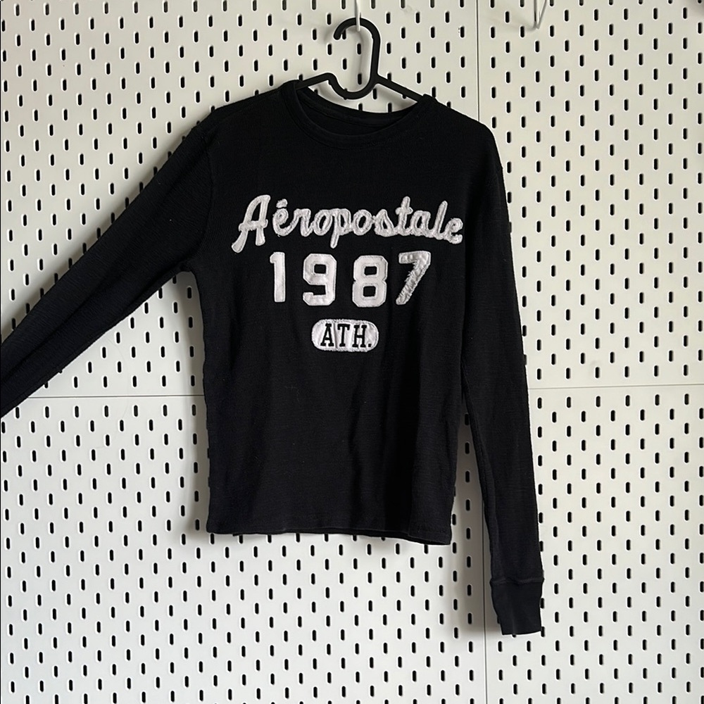 Aeropostale Black Textured Knit Top